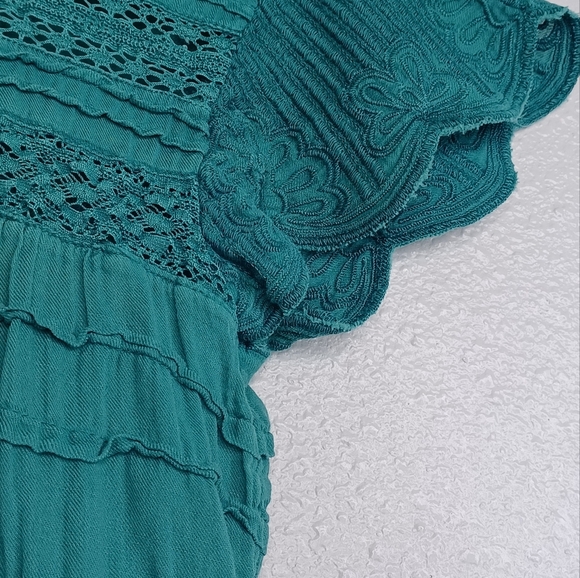 Sundance Aria 100% Cotton Sz XXS Lace Ruffle Boho Tiered Short-Sleeve Top - Picture 11 of 16